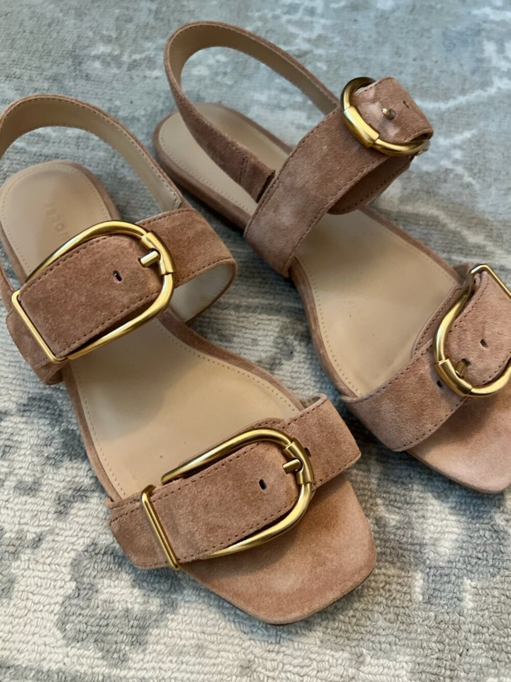 Veronica Beard Suede Double Buckle Slingback Sandals Taupe Size 8 - Picture 4 of 6